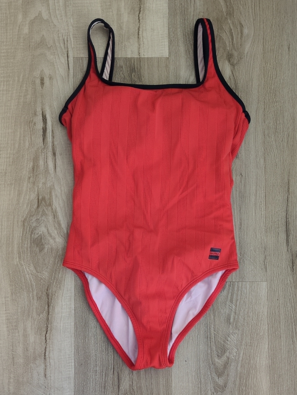 Nautica Deep Orange One-Piece Swimsuit with Navy Trim